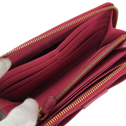 PRADA zip around long wallet pink peonia ribbon PEONIA saffiano leather ladies