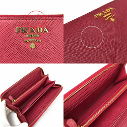 PRADA 1ML506 Round Long Wallet SAFFIANO METAL PEONIA Pink PINK Leather Zip Around leather