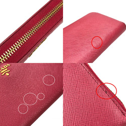 PRADA 1ML506 Round Long Wallet SAFFIANO METAL PEONIA Pink PINK Leather Zip Around leather