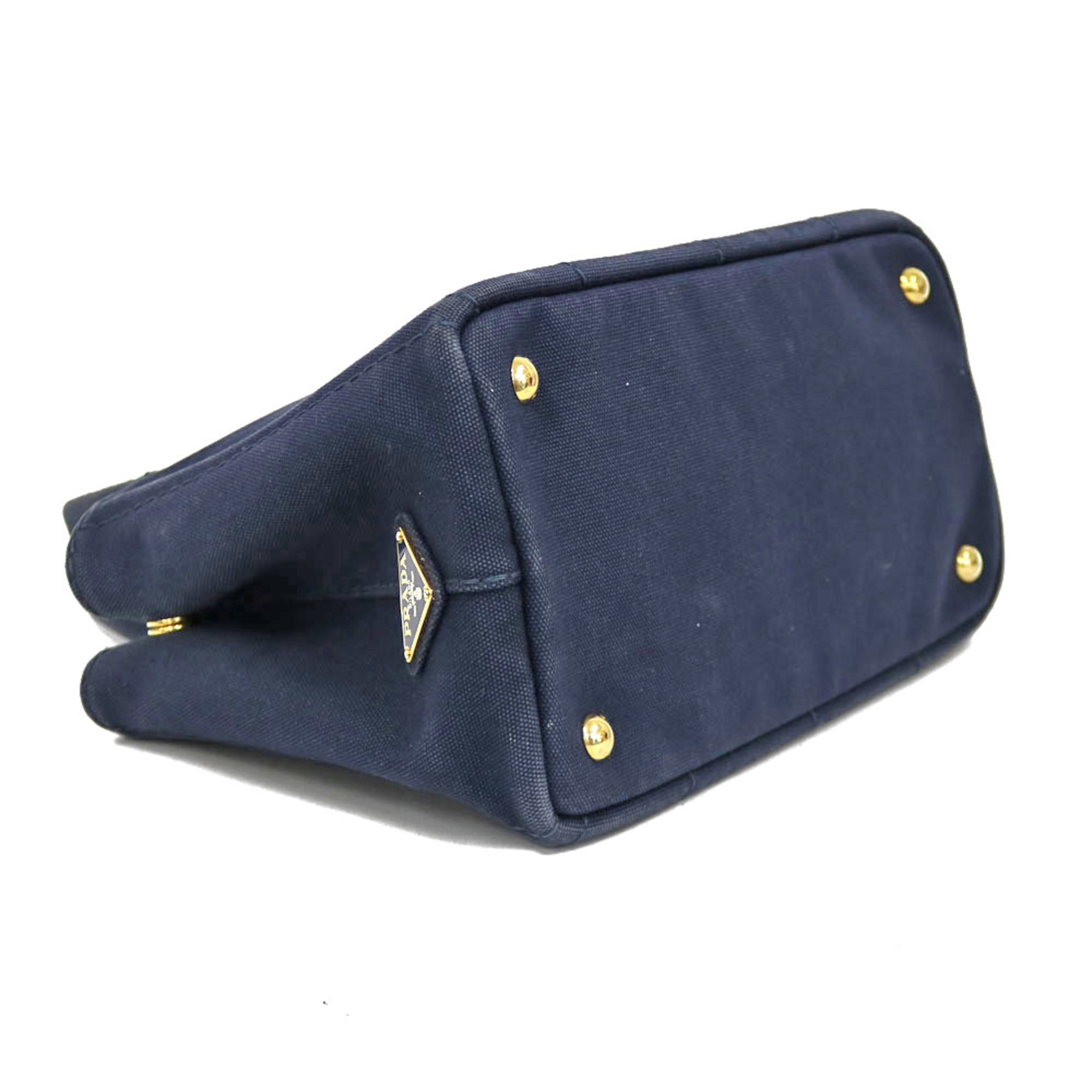 Prada Canapato PM Shoulder Bag Canvas Navy Ladies PRADA Handbag BRB01000000002363