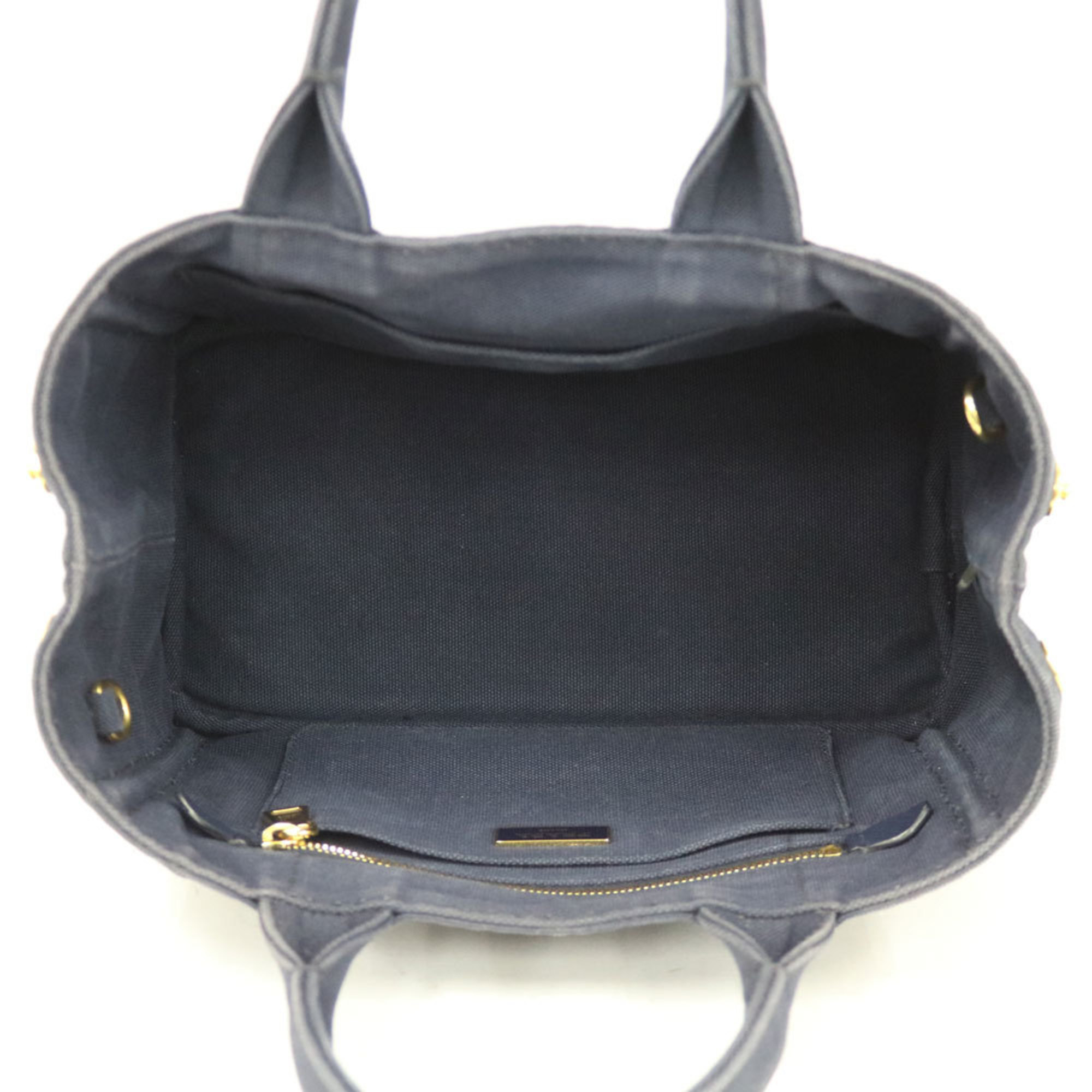 Prada Canapato PM Shoulder Bag Canvas Navy Ladies PRADA Handbag BRB01000000002363