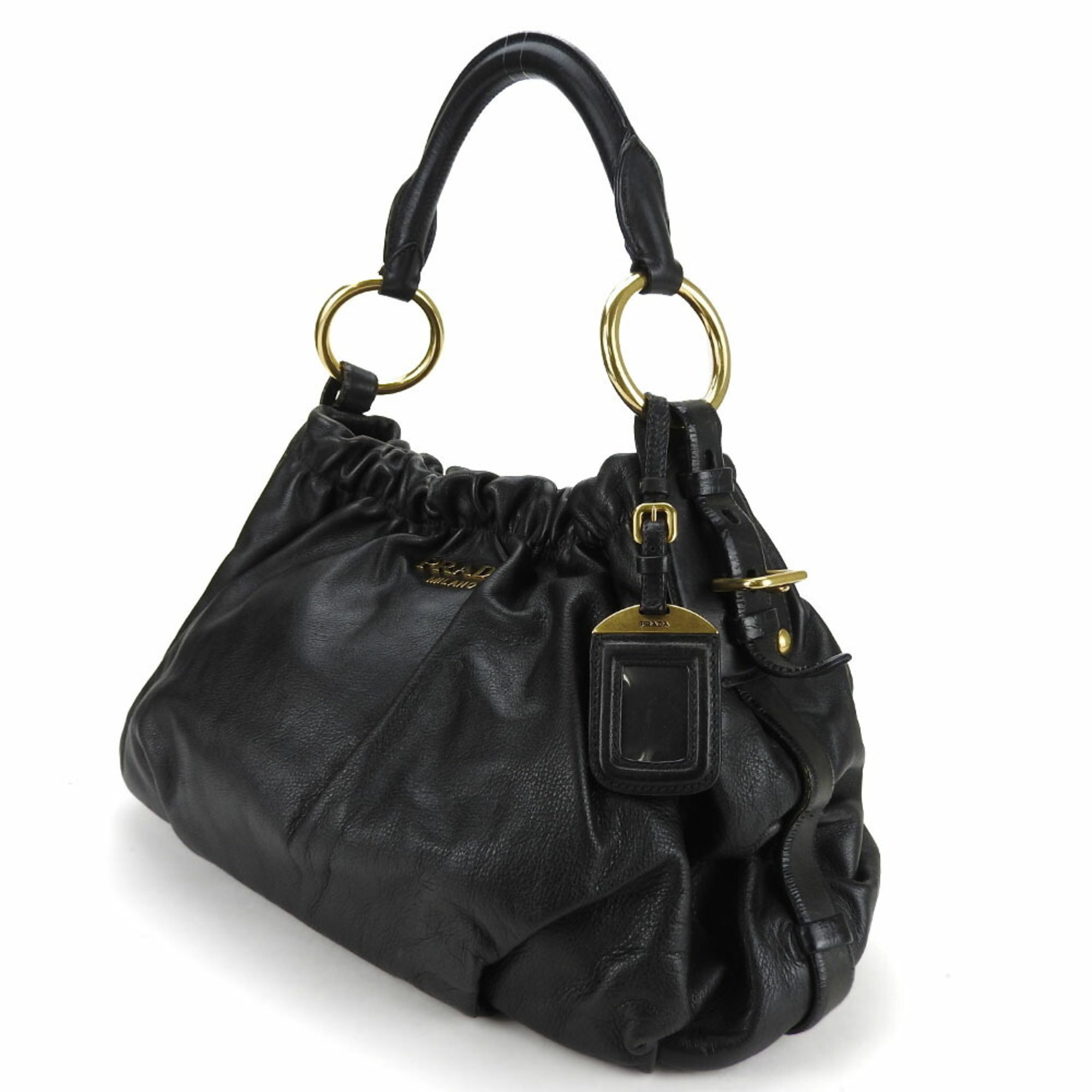 prada shoulder bag leather black handbag ladies PRADA