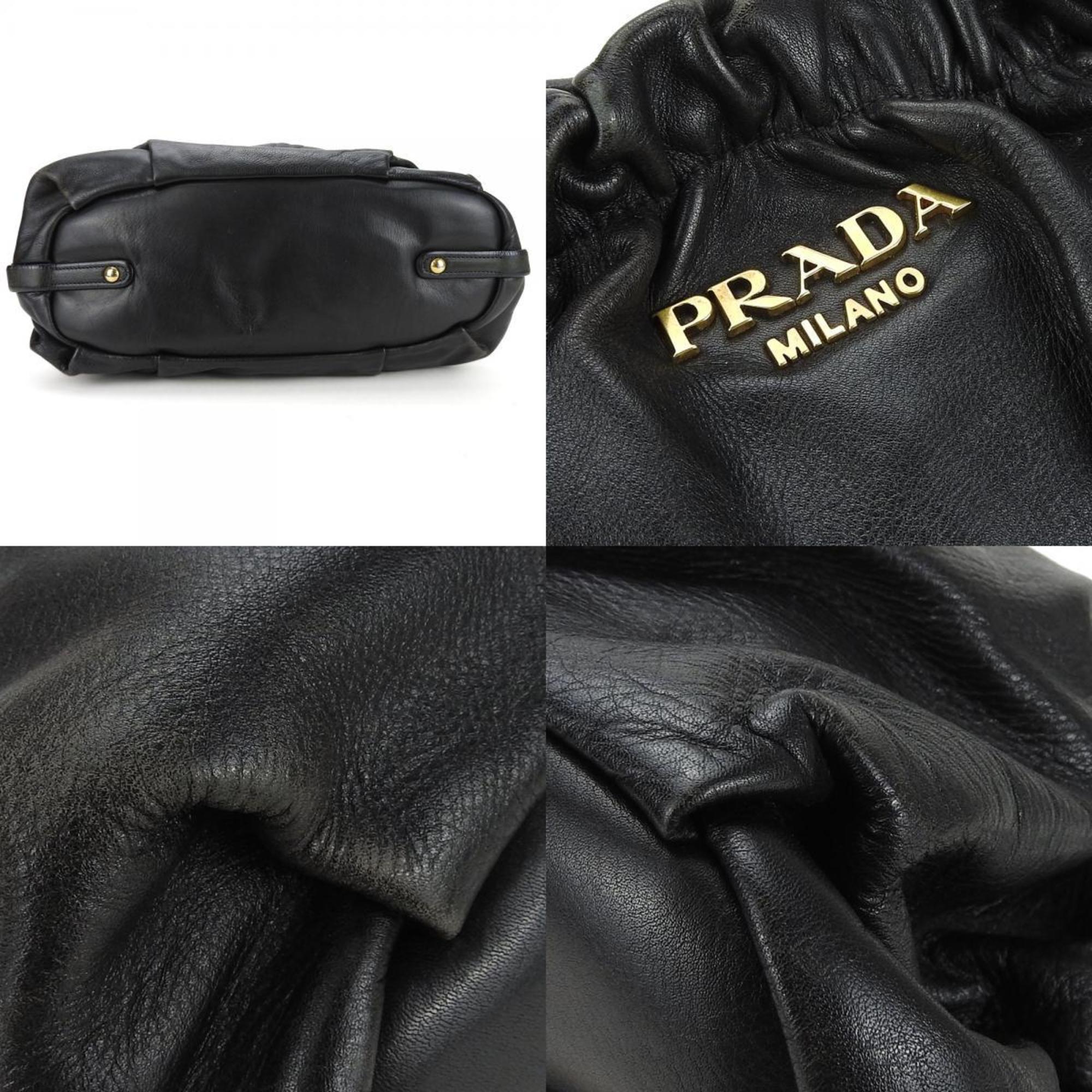 prada shoulder bag leather black handbag ladies PRADA