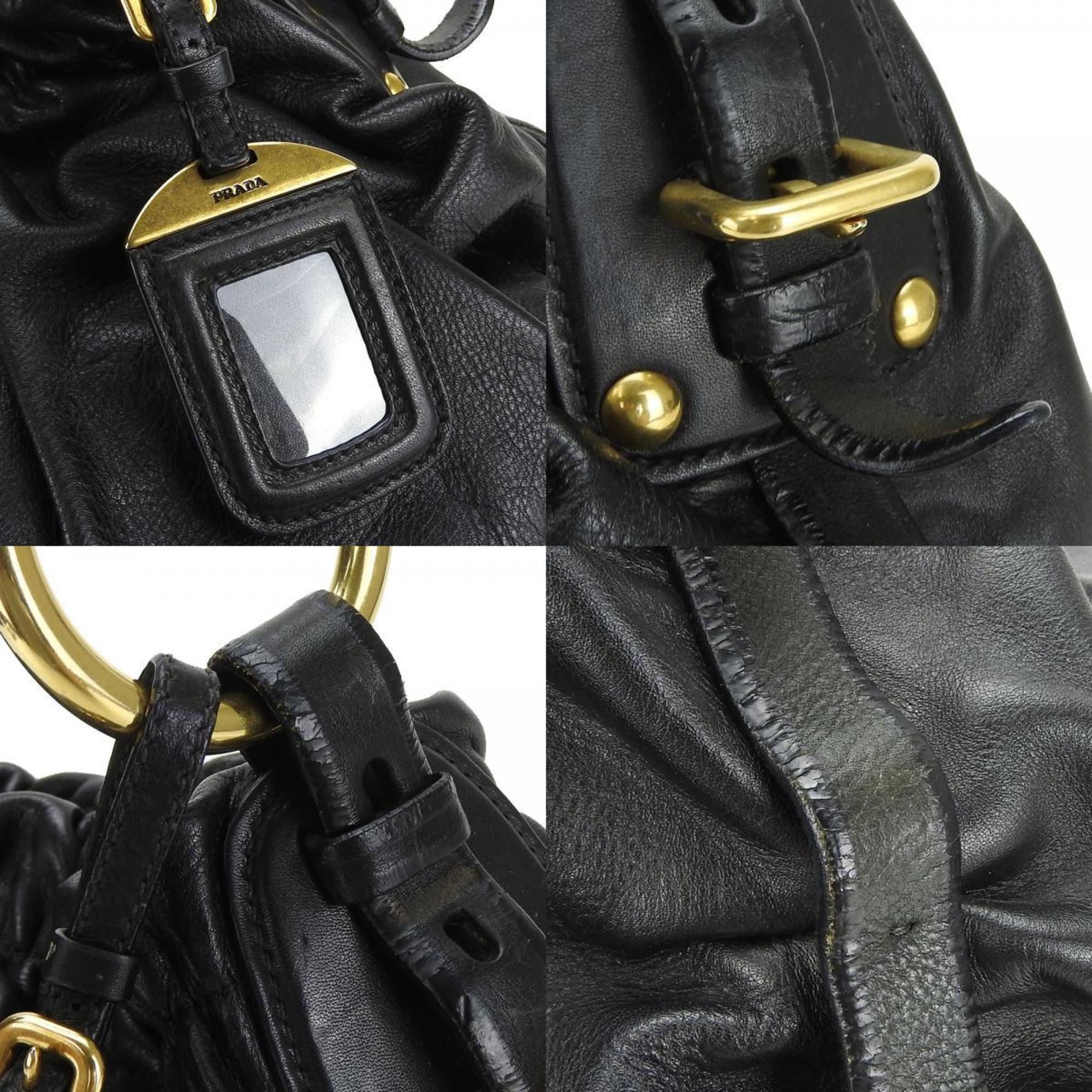 prada shoulder bag leather black handbag ladies PRADA