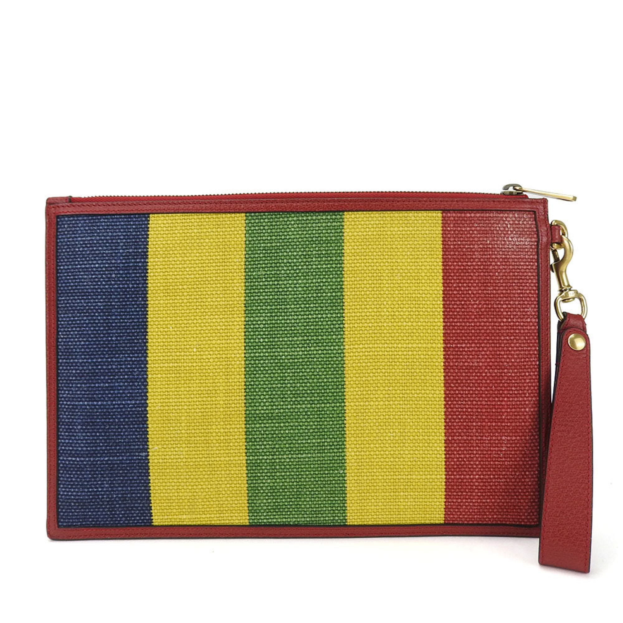 Gucci clutch bag viaadera 625602 canvas leather multicolor striped women men GUCCI