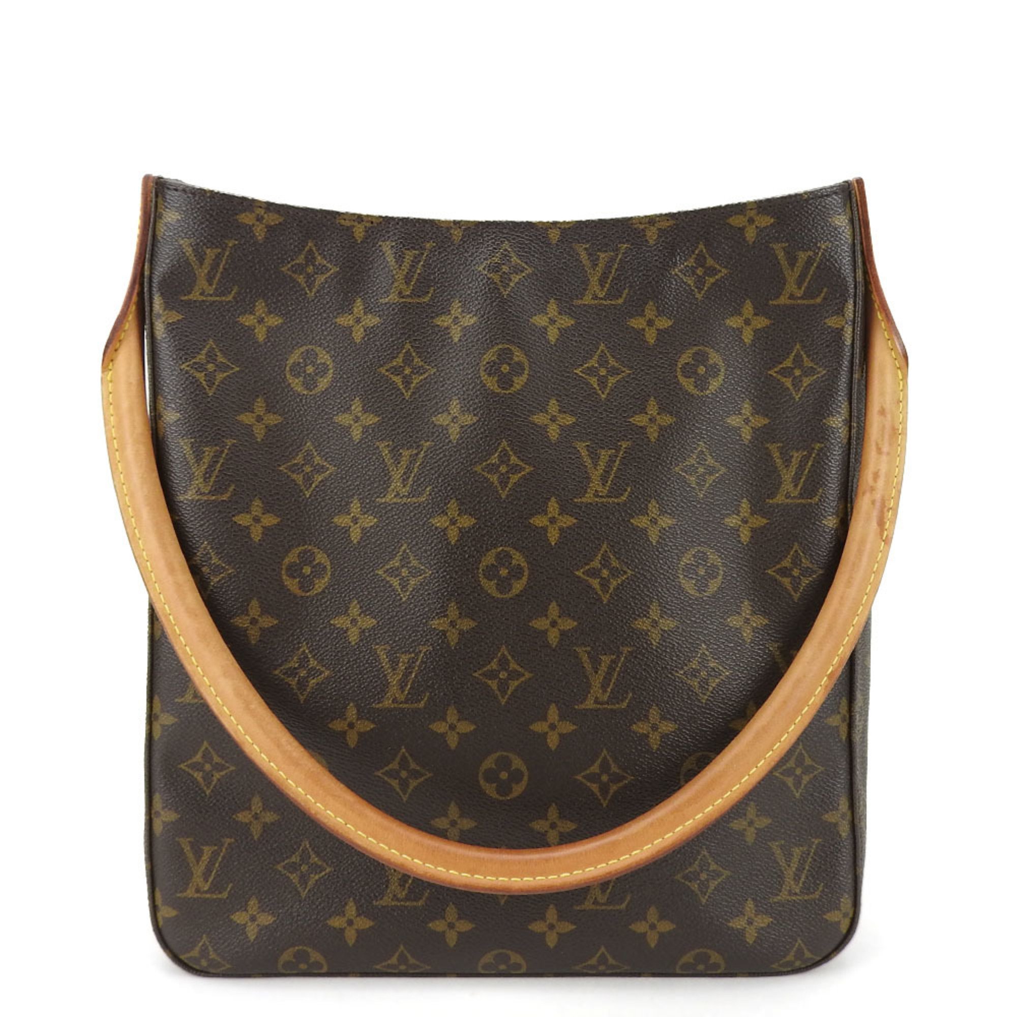 Louis Vuitton Shoulder Bag Looping GM M51145 Monogram Canvas Tanned Leather Brown Ladies LOUIS VUITTON