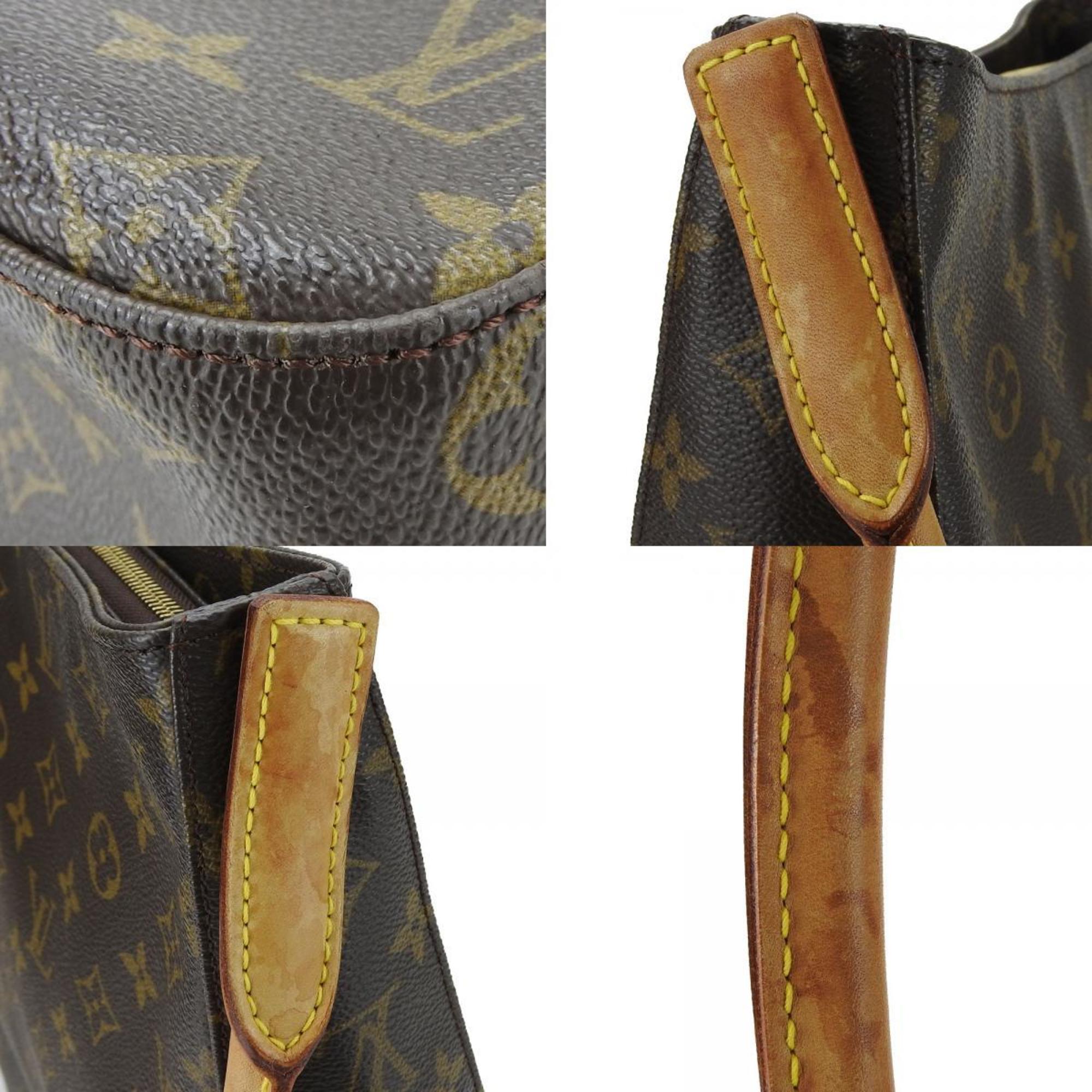 Louis Vuitton Shoulder Bag Looping GM M51145 Monogram Canvas Tanned Leather Brown Ladies LOUIS VUITTON