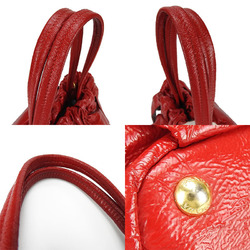 PRADA Prada handbag shoulder strap patent enamel ribbon red ladies hand bag