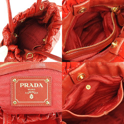 PRADA Prada handbag shoulder strap patent enamel ribbon red ladies hand bag