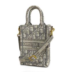 Christian Dior Shoulder Bag Trotter Phone Canvas Ivory Gray Ladies