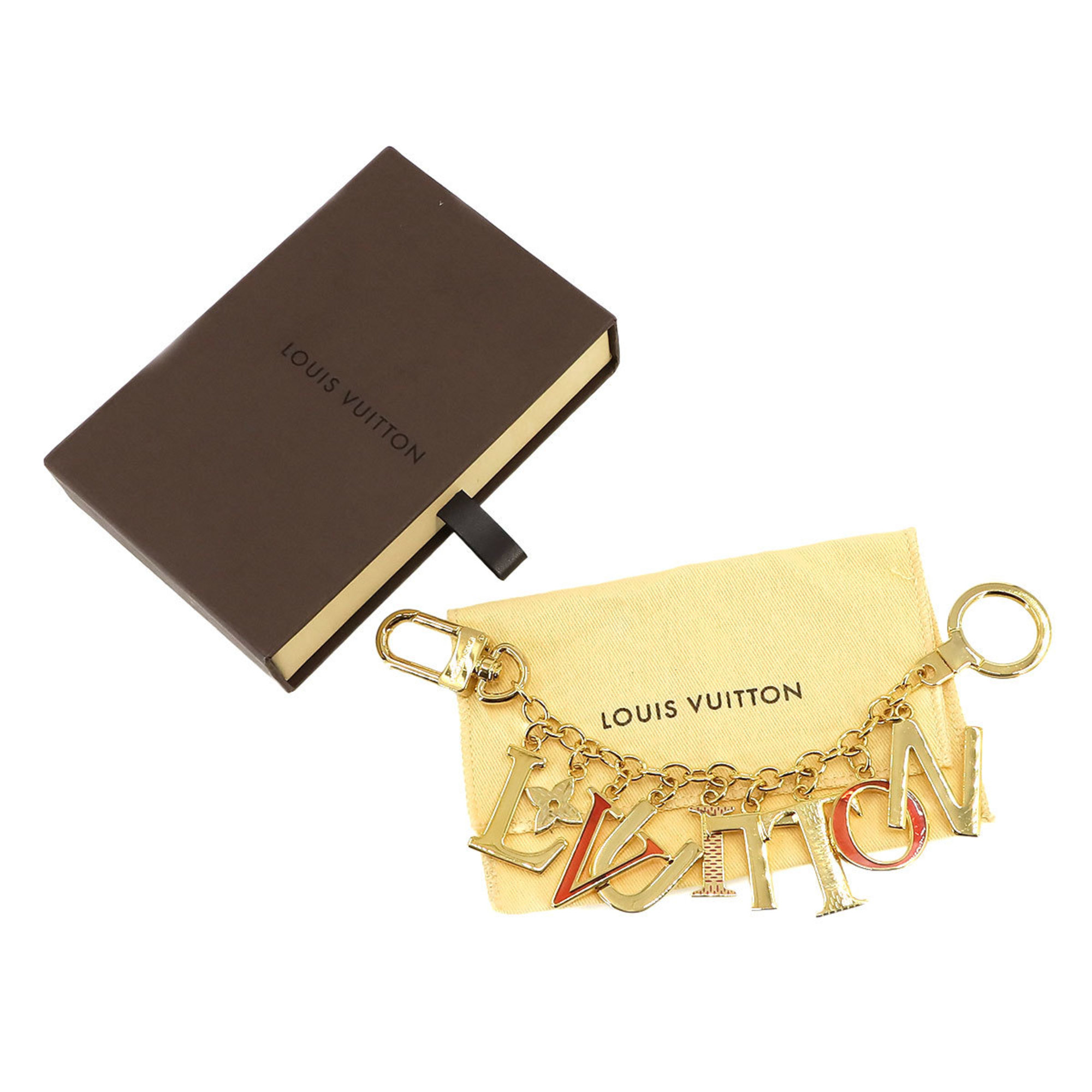 LOUIS VUITTON Portocle Initial Bag Charm Gold Red M61020