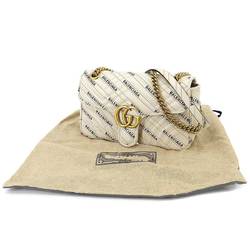 GUCCI BALENCIAGA Collaboration GG Marmont The Hacker Project Small Shoulder Bag Leather Ivory 443497 Gold Hardware
