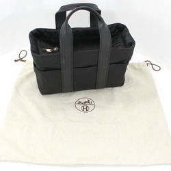 HERMES Handbag Acapulco Tote PM Black Nylon x Leather H Men's Women's Bag TK2235