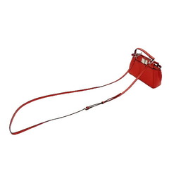 FENDI Bag Women's Brand Handbag Shoulder 2way Leather Micro Peekaboo Red Silver Hardware 8M0355