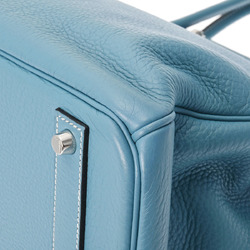 HERMES Birkin 40 Blue Jean Palladium hardware - □O stamp (circa 2011) Unisex Taurillon Clemence handbag
