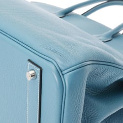 HERMES Birkin 40 Blue Jean Palladium hardware - □O stamp (circa 2011) Unisex Taurillon Clemence handbag
