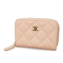 Chanel Wallet/Coin Case Matelasse Caviar Skin Pink Champagne Ladies