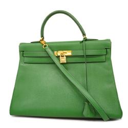 Hermes Handbag Kelly 35 〇X Engraved Couchevel Green Ladies