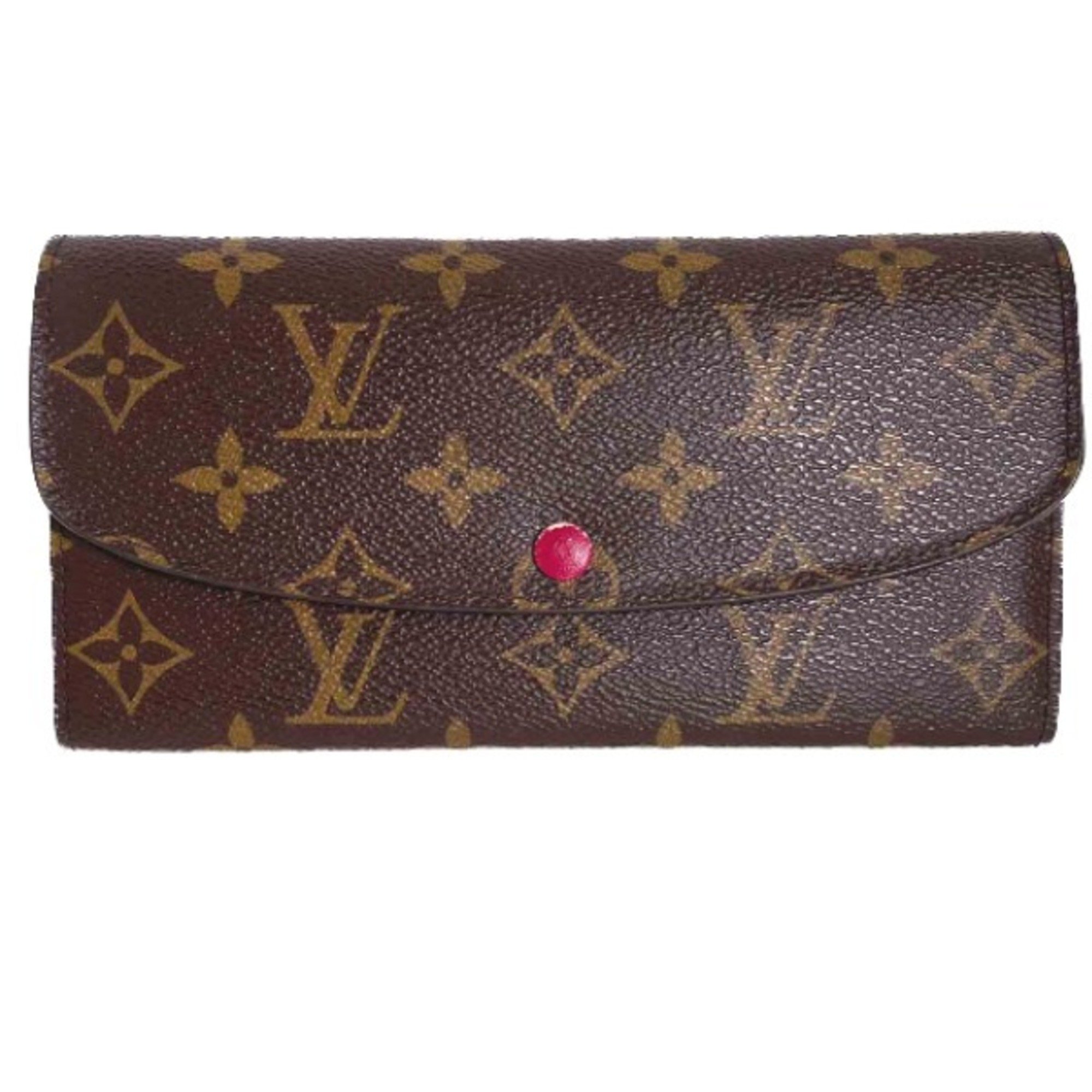 LOUIS VUITTON LV Portefeuille Emily Monogram Fuchsia M60697 Louis Vuitton Brown Long Wallet