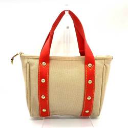 Louis Vuitton Bag Antigua Cabas PM Beige x Red Handbag Studs Ladies Canvas