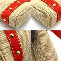 Louis Vuitton Bag Antigua Cabas PM Beige x Red Handbag Studs Ladies Canvas