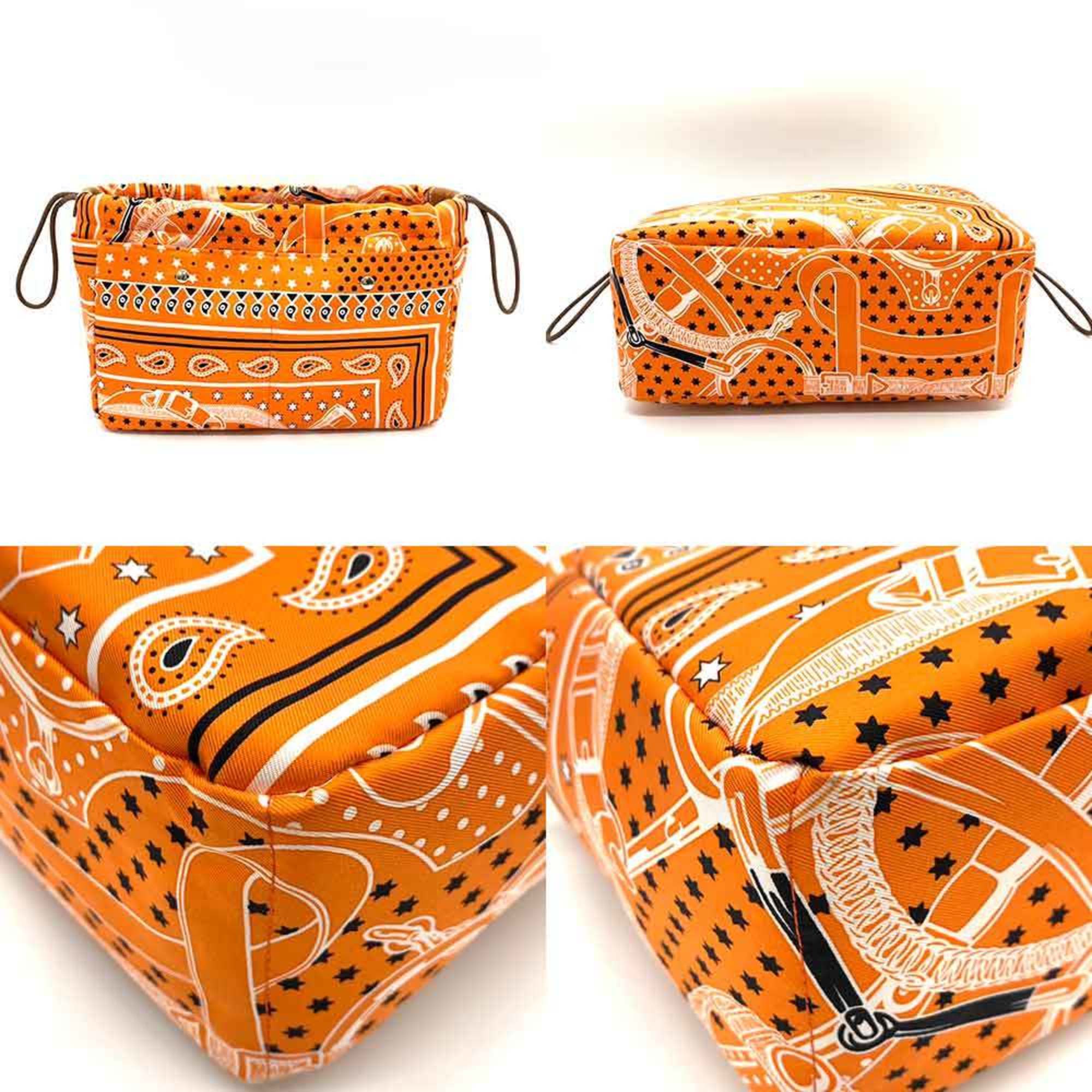 Hermes Bag Foolbi 25 Orange Bag-in-bag Multi-case Paisley Star Pattern Ladies Silk x Vaux Balenia HERMES