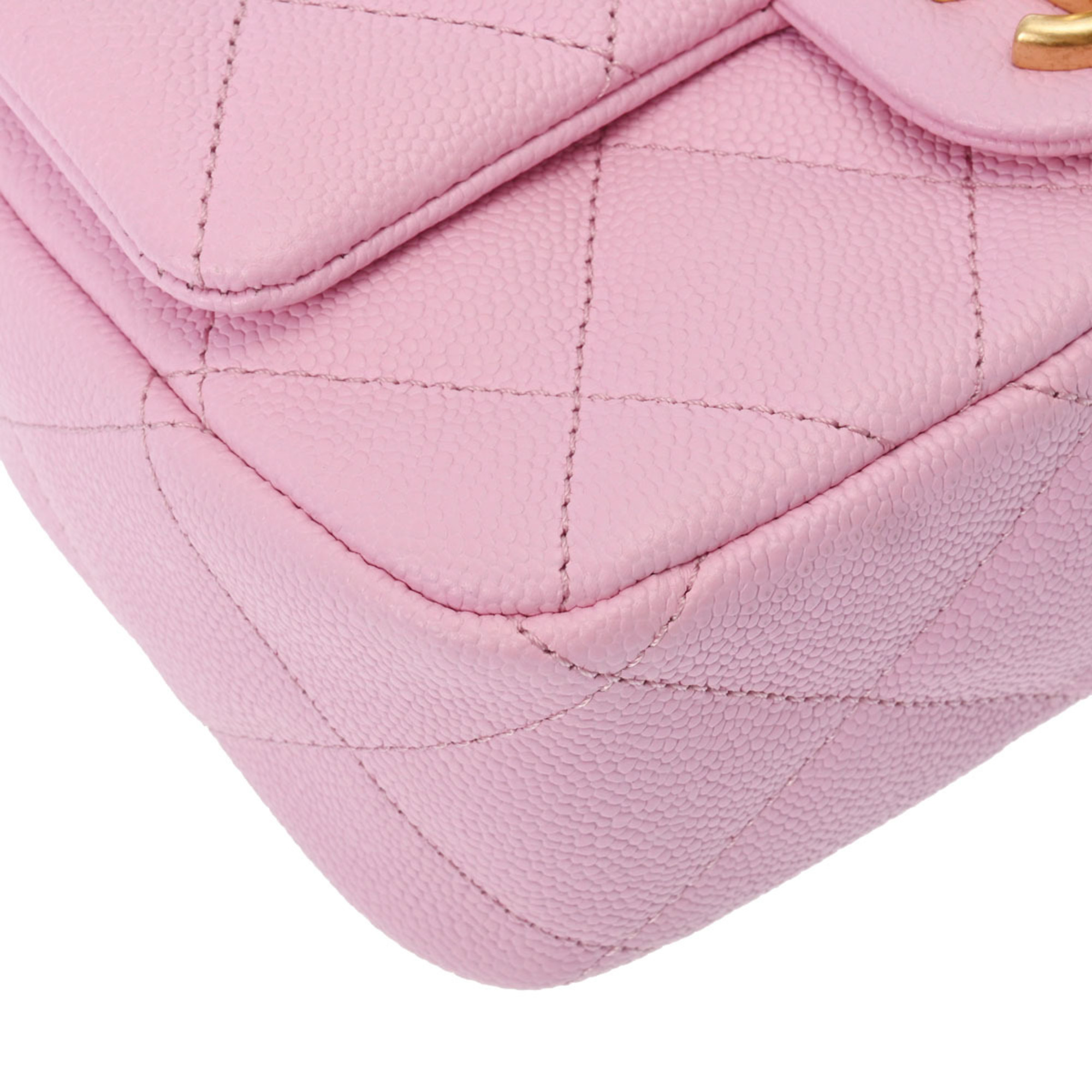 CHANEL Chain Shoulder 19cm Heart-shaped Hardware Pink AS3828 Women's Caviar Skin Bag