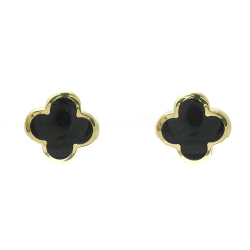 Van Cleef & Arpels Pure Alhambra Earrings Onyx Yellow Gold (18K) Stud Earrings Black,Gold