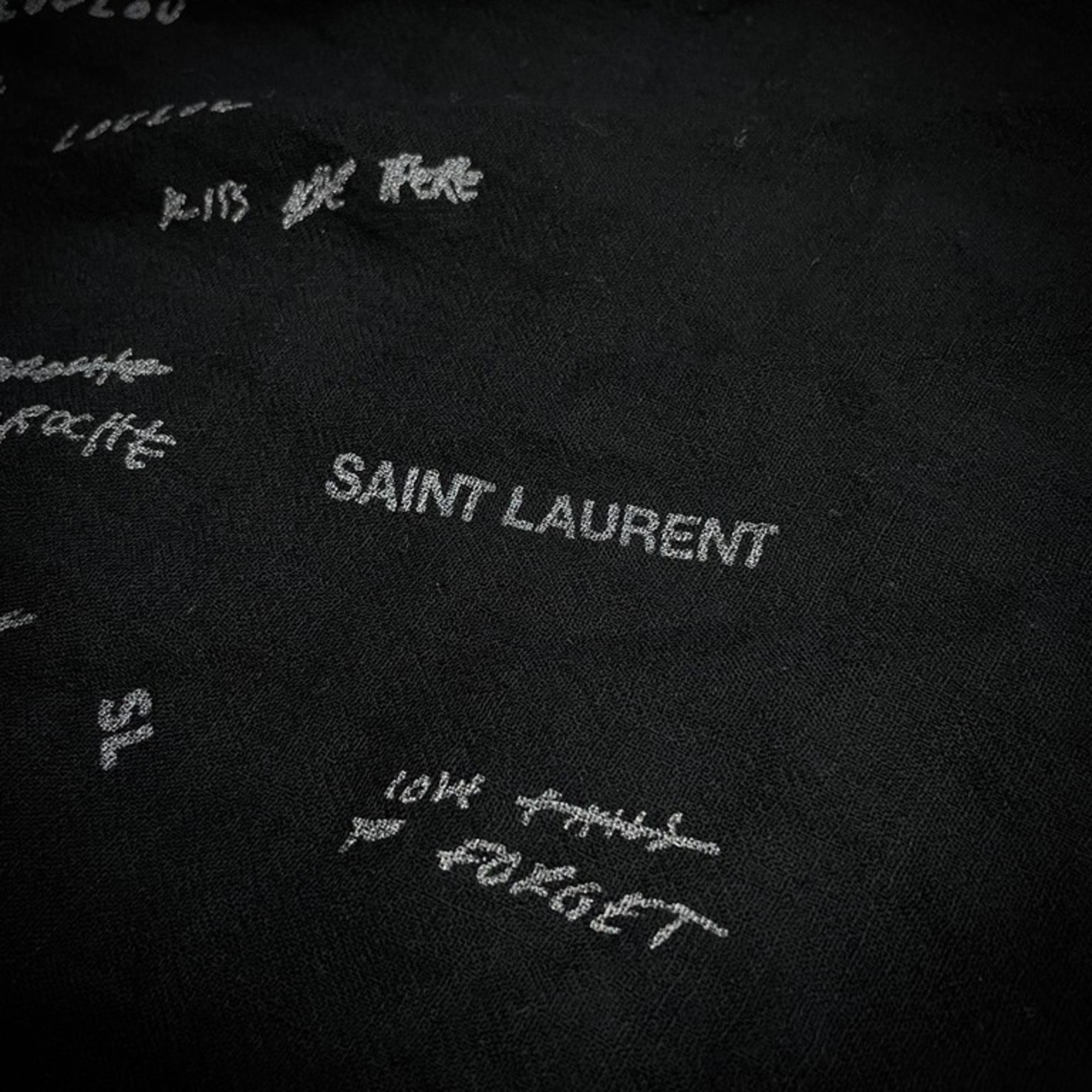 Saint Laurent Wool Gauze Message Print Large Scarf Stole Archive Graffiti Paris Men Women ITULLYNOUY4O RM708Y