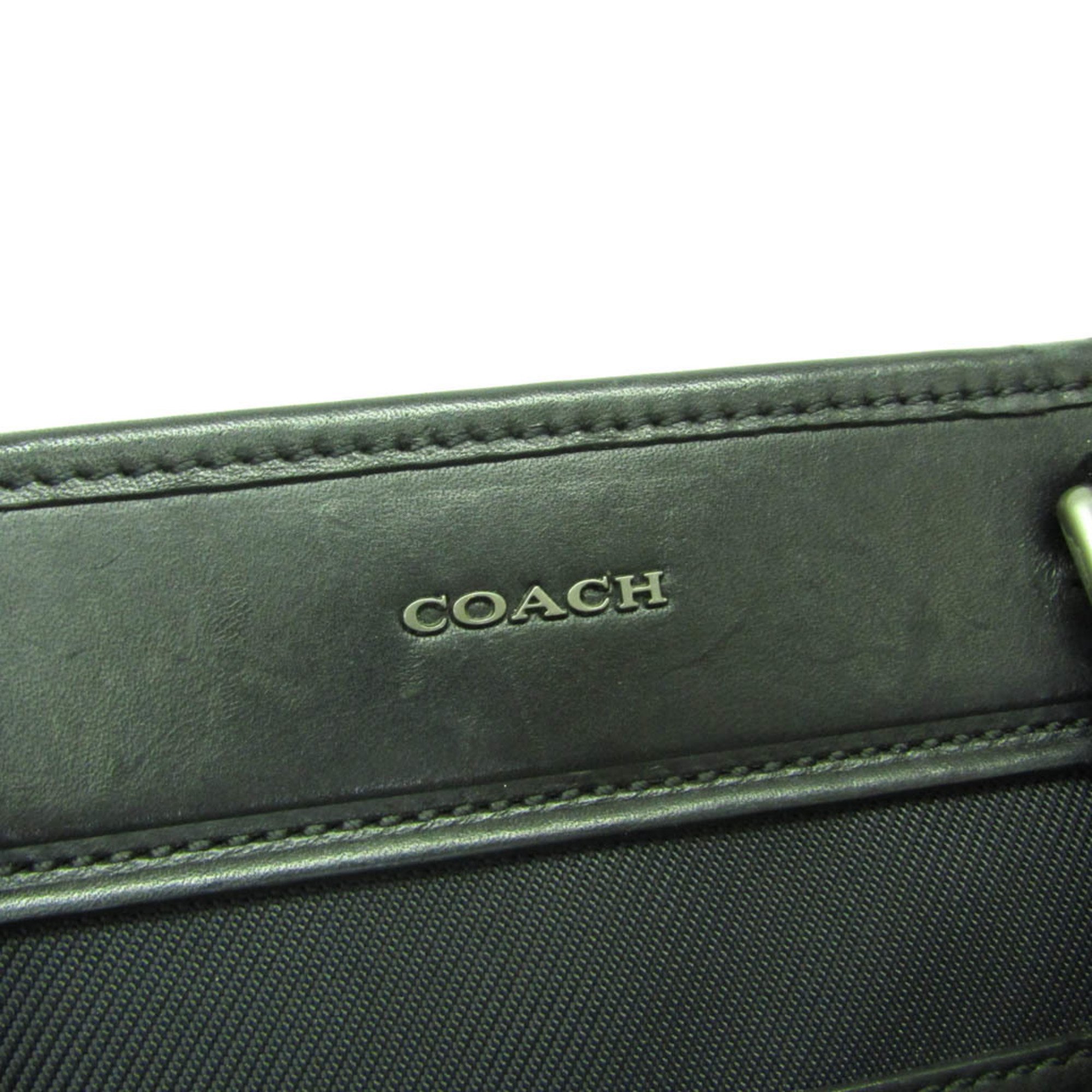 Coach Crosby Slim Brief 70892 Men's Leather,Nylon Canvas Handbag Black