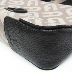 Furla ATENA S WB00397 Women's Leather,Canvas Shoulder Bag Black,Grayish
