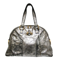 Yves Saint Laurent Muse 156464 Women's Leather Handbag Silver