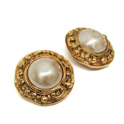 Chanel  Imitation Pearls Metal Clip Earrings Gold,White