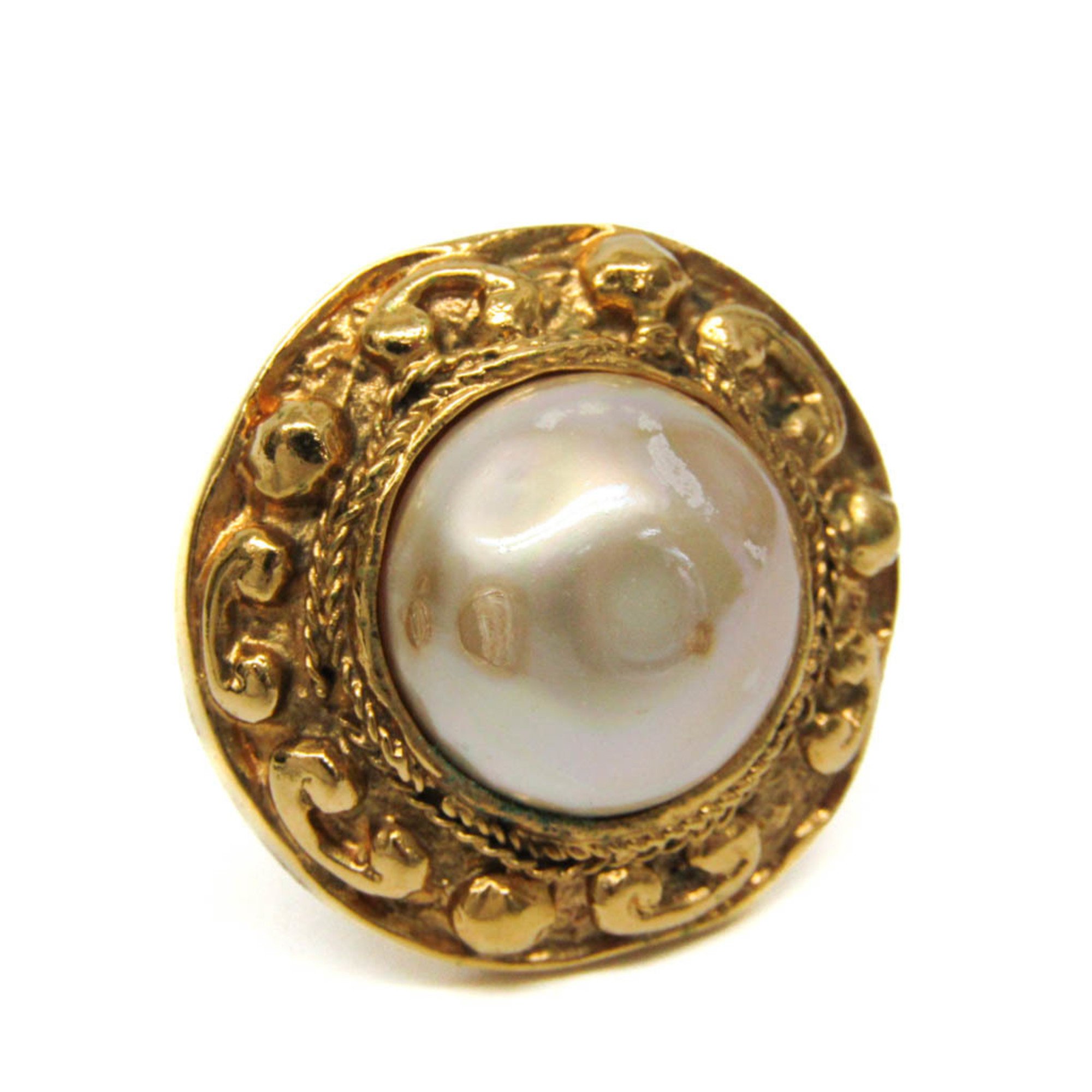 Chanel  Imitation Pearls Metal Clip Earrings Gold,White