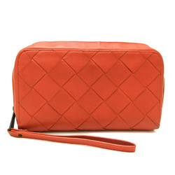 Bottega Veneta Maxi Intrecciato Men's Leather Clutch Bag Orange