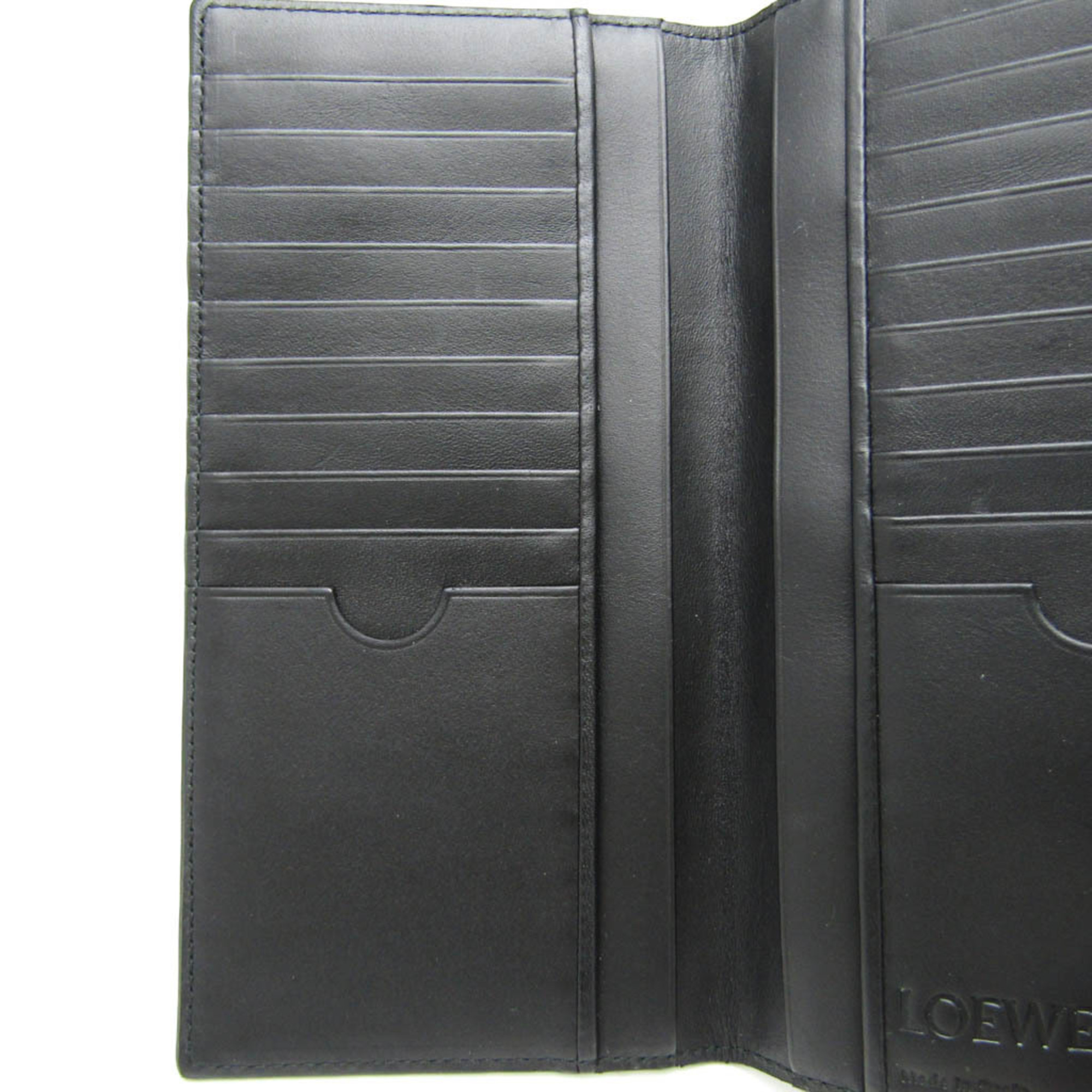 Loewe Linen Men's Leather Long Wallet (bi-fold) Navy