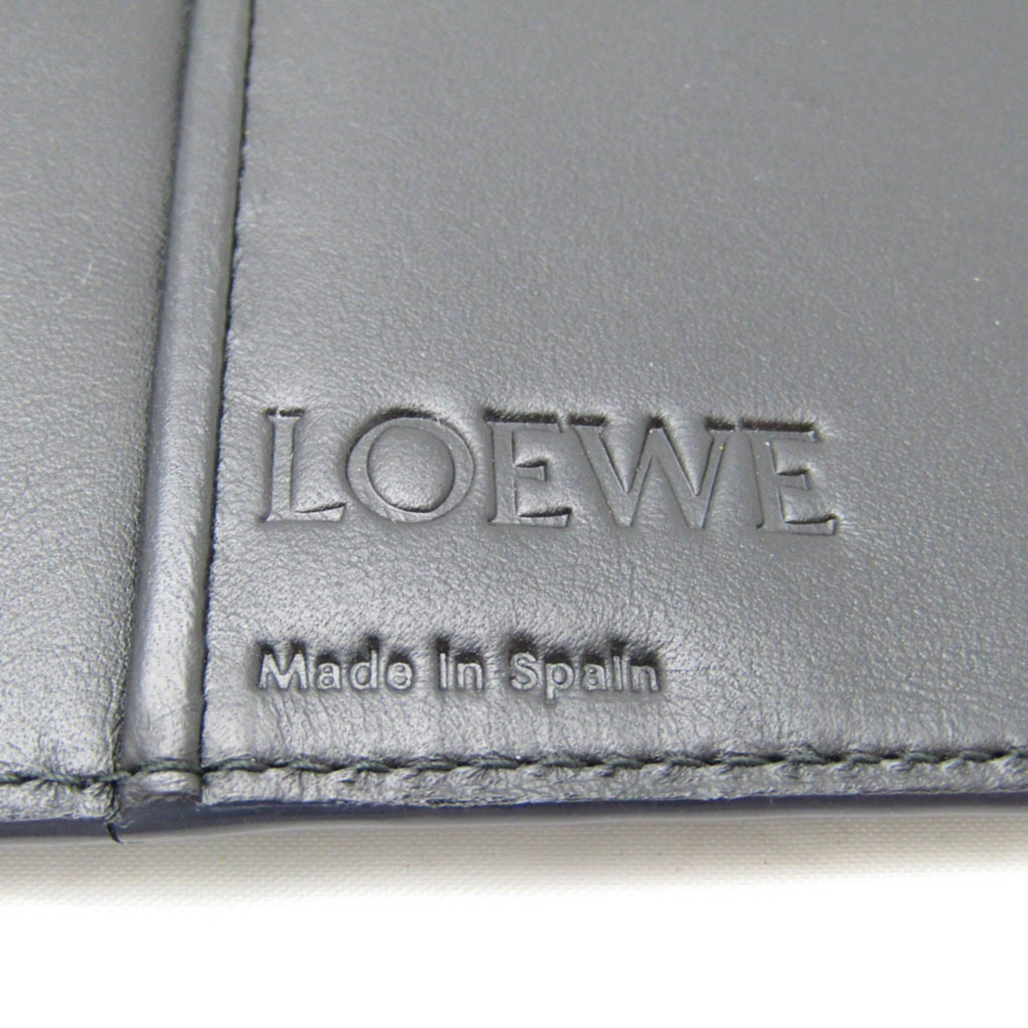 Loewe Linen Men's Leather Long Wallet (bi-fold) Navy
