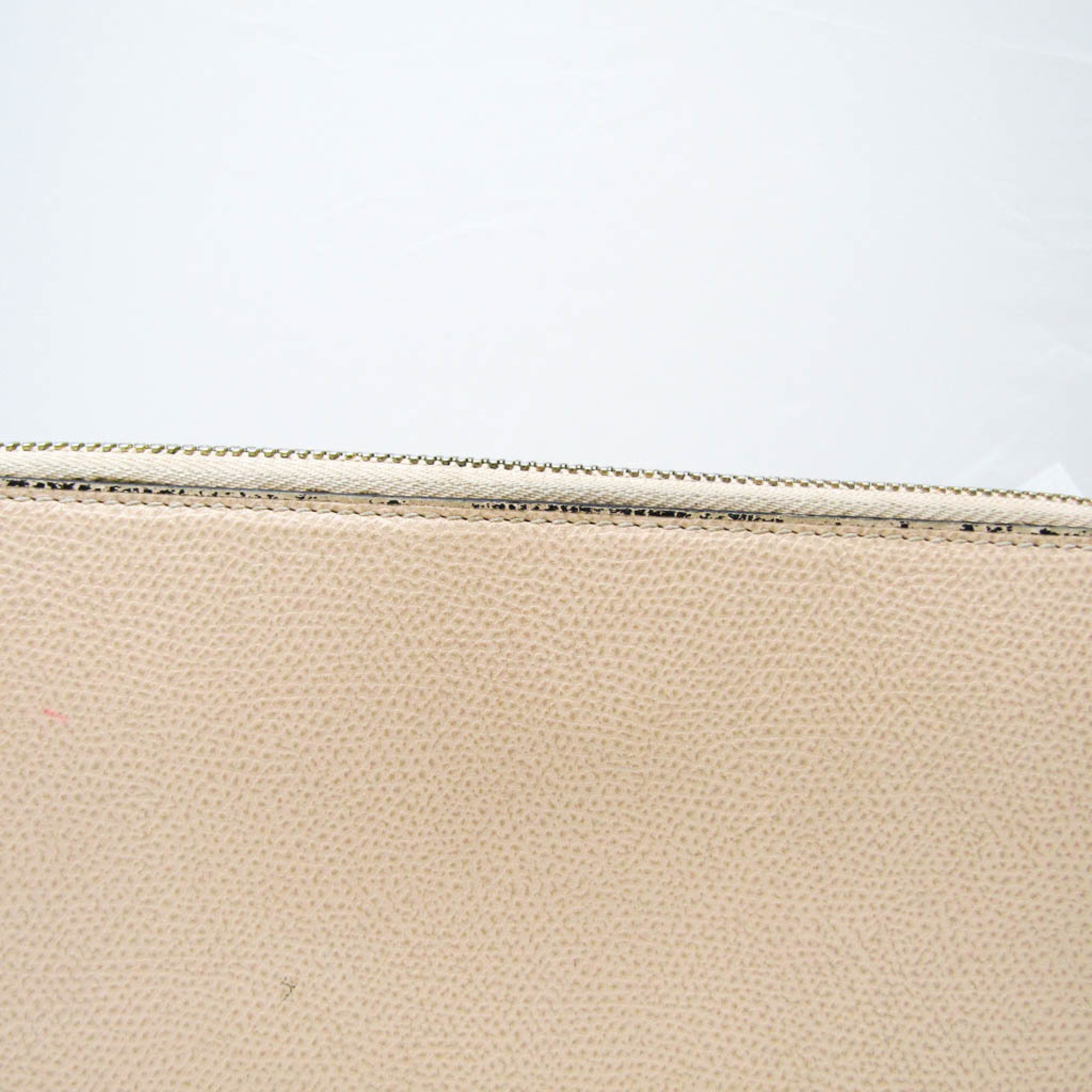 Valextra Zip Purse 12 Card V9L21 Women's Leather Long Wallet (bi-fold) Pink Beige