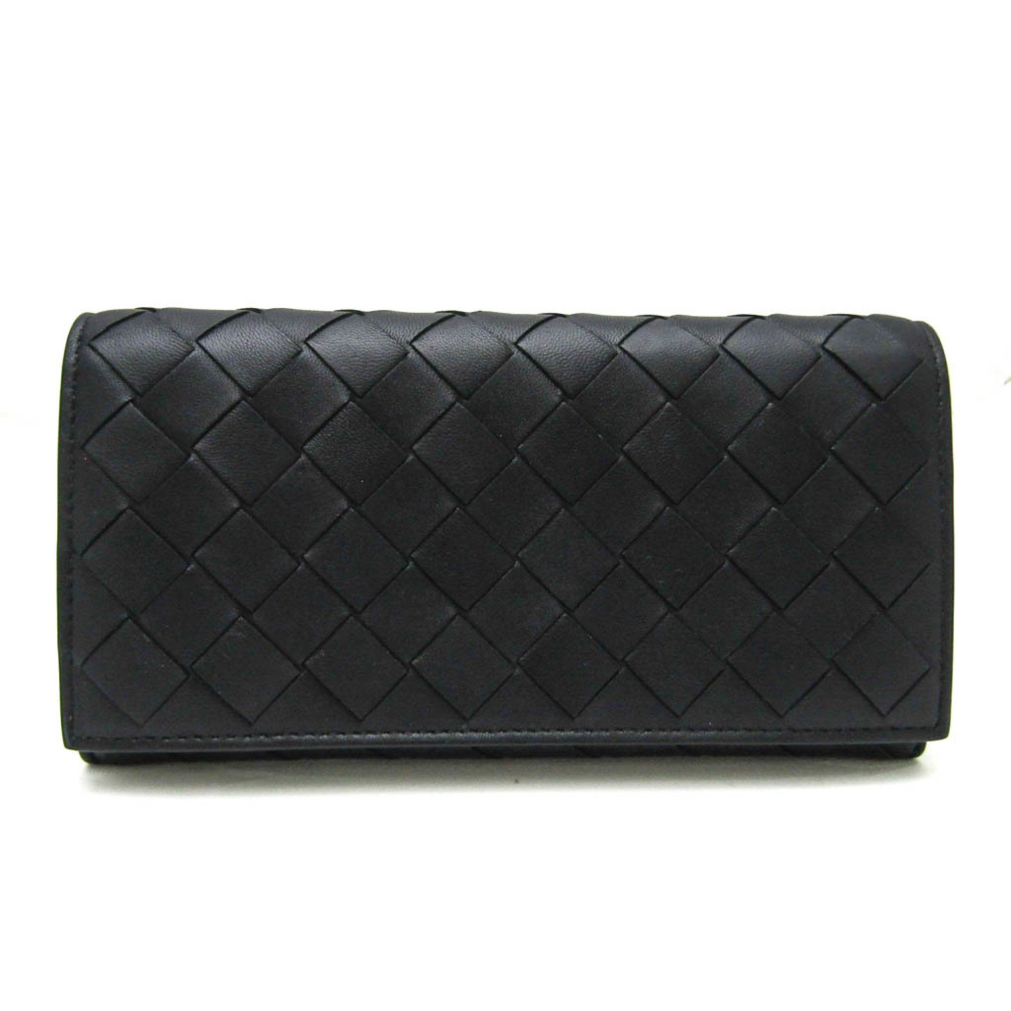 Bottega Veneta Intrecciato Women,Men  Lambskin Long Wallet (bi-fold) Black
