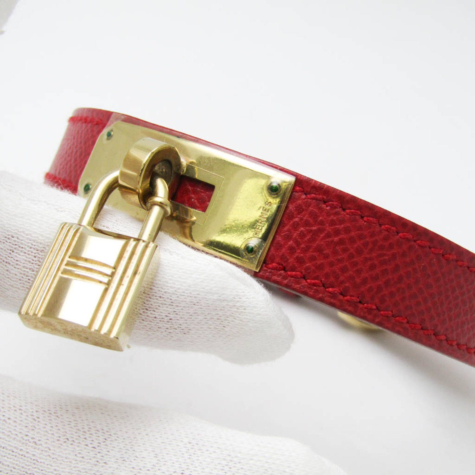 Hermes Dog Collar Epsom Leather Gold,Red Color