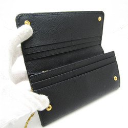 Prada Saffiano Women's Leather Long Wallet (bi-fold) Black