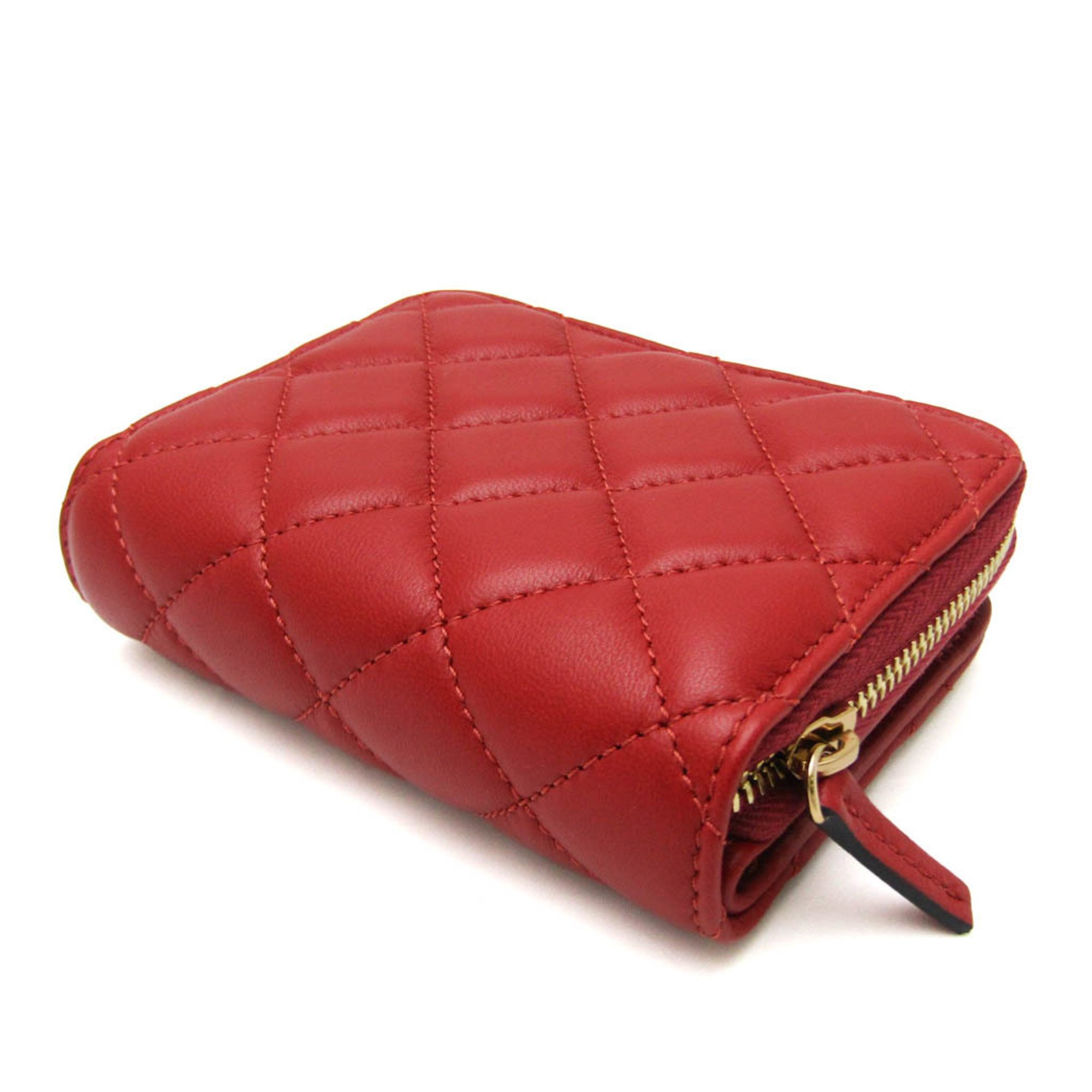 Versace Medusa Nappa Quilting DPDI167S Women's Leather Middle Wallet (bi-fold) Red Color