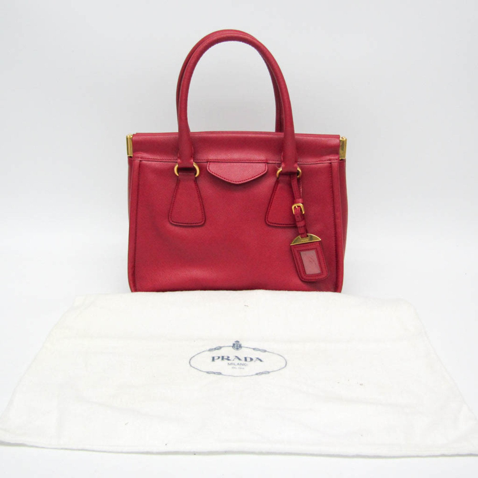 Prada Saffiano Women's Leather Tote Bag Red Color