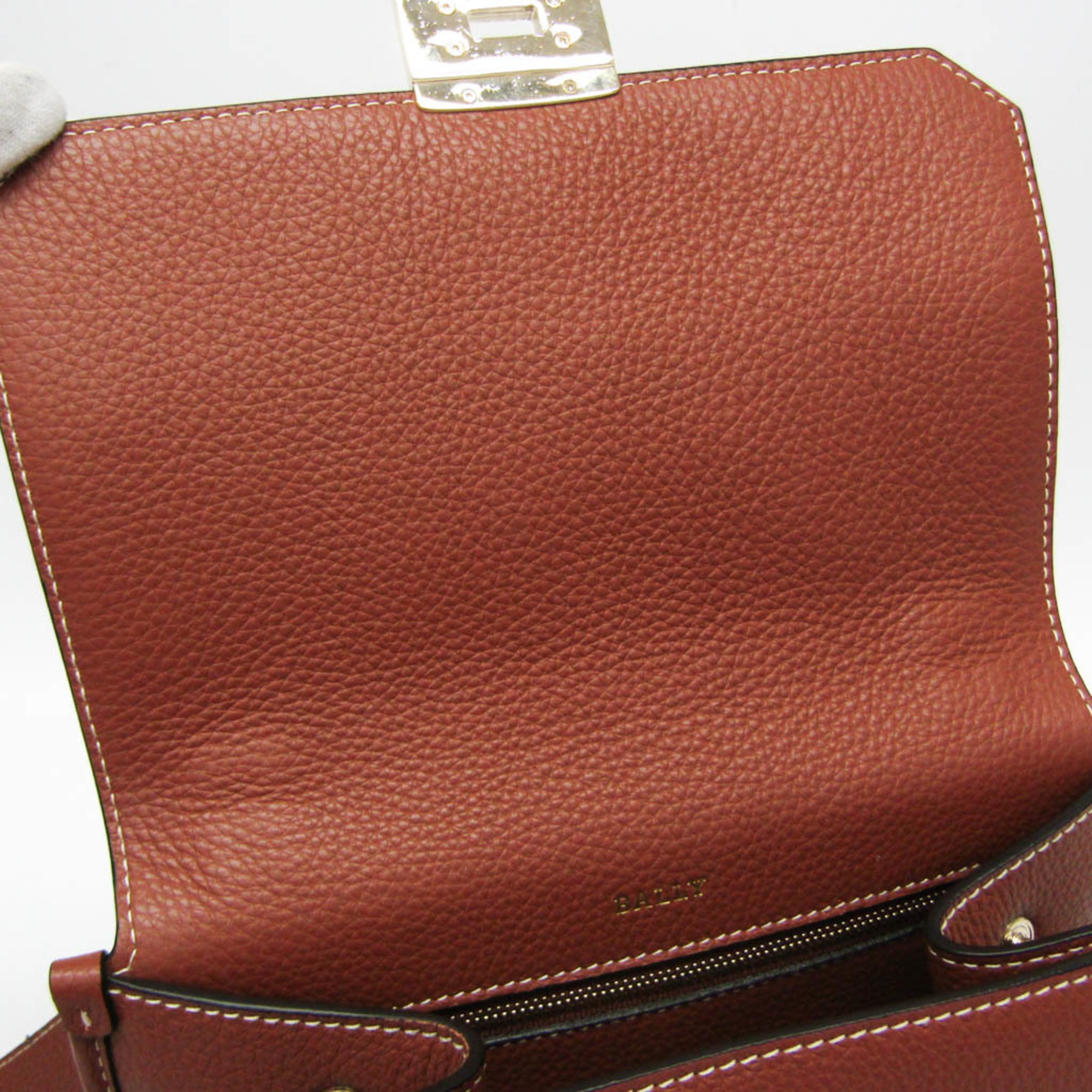 Bally BREEZE SM Women's Leather Handbag,Shoulder Bag Red Brown