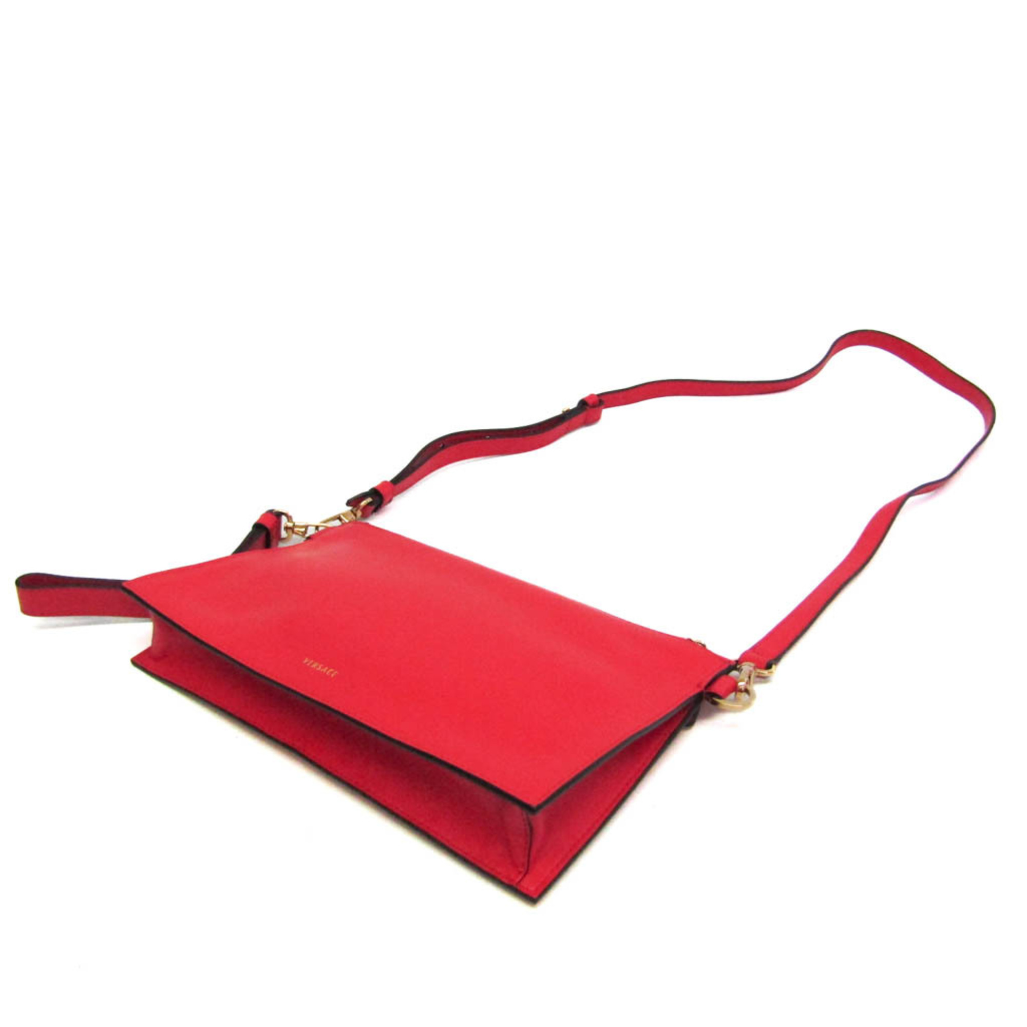 Versace Virtus Women's Leather Shoulder Bag Red Color