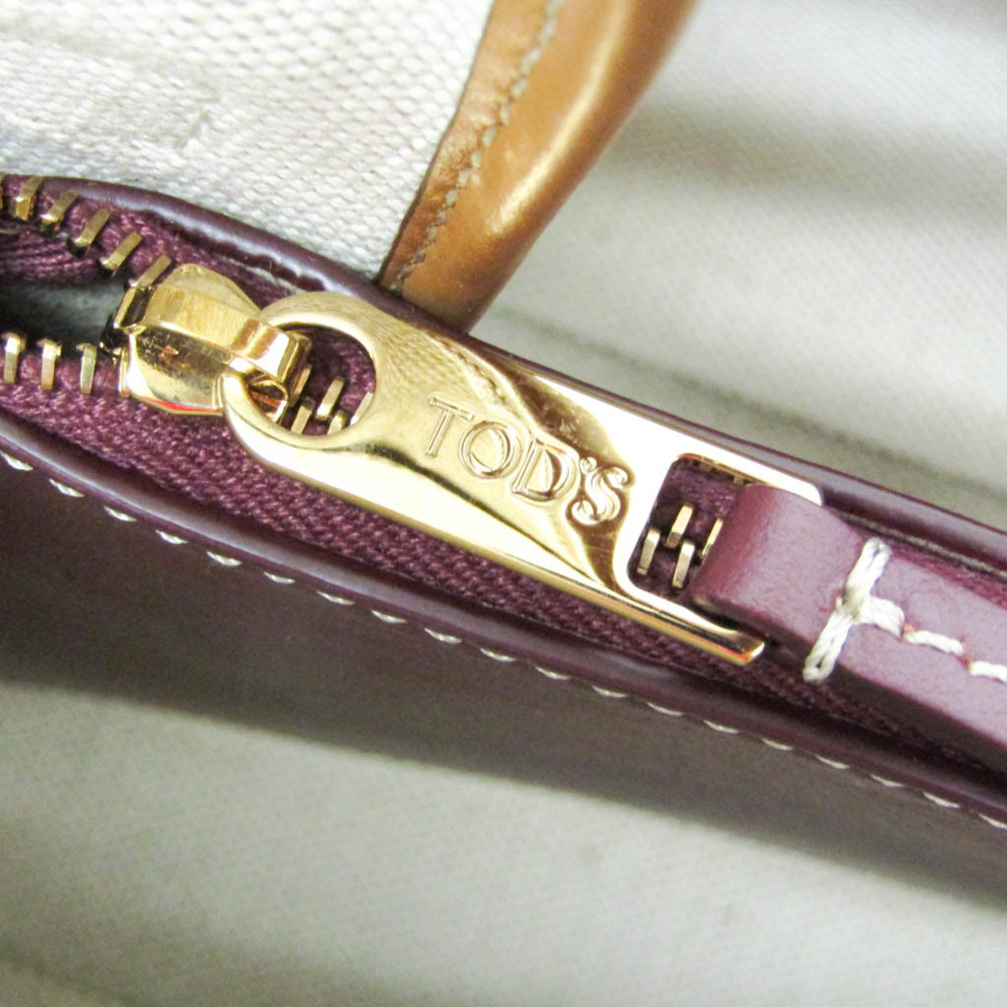 Tod's Micro Women's Leather,Canvas Handbag,Shoulder Bag Beige,Brown