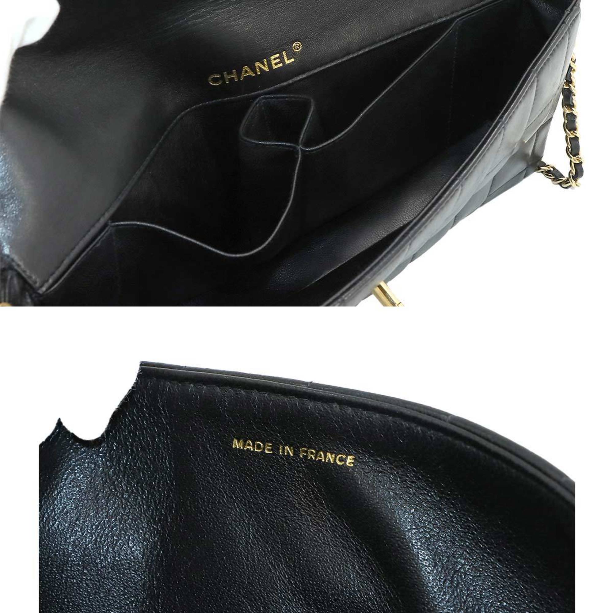 CHANEL Chocolate Bar Shoulder Bag Leather Black A15316 Gold Hardware