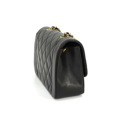 CHANEL Diana Matelasse 22 Chain Shoulder Bag Leather Black A01164