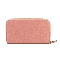 GUCCI Interlocking G Round Long Wallet Leather Pink 449347 Gold Hardware