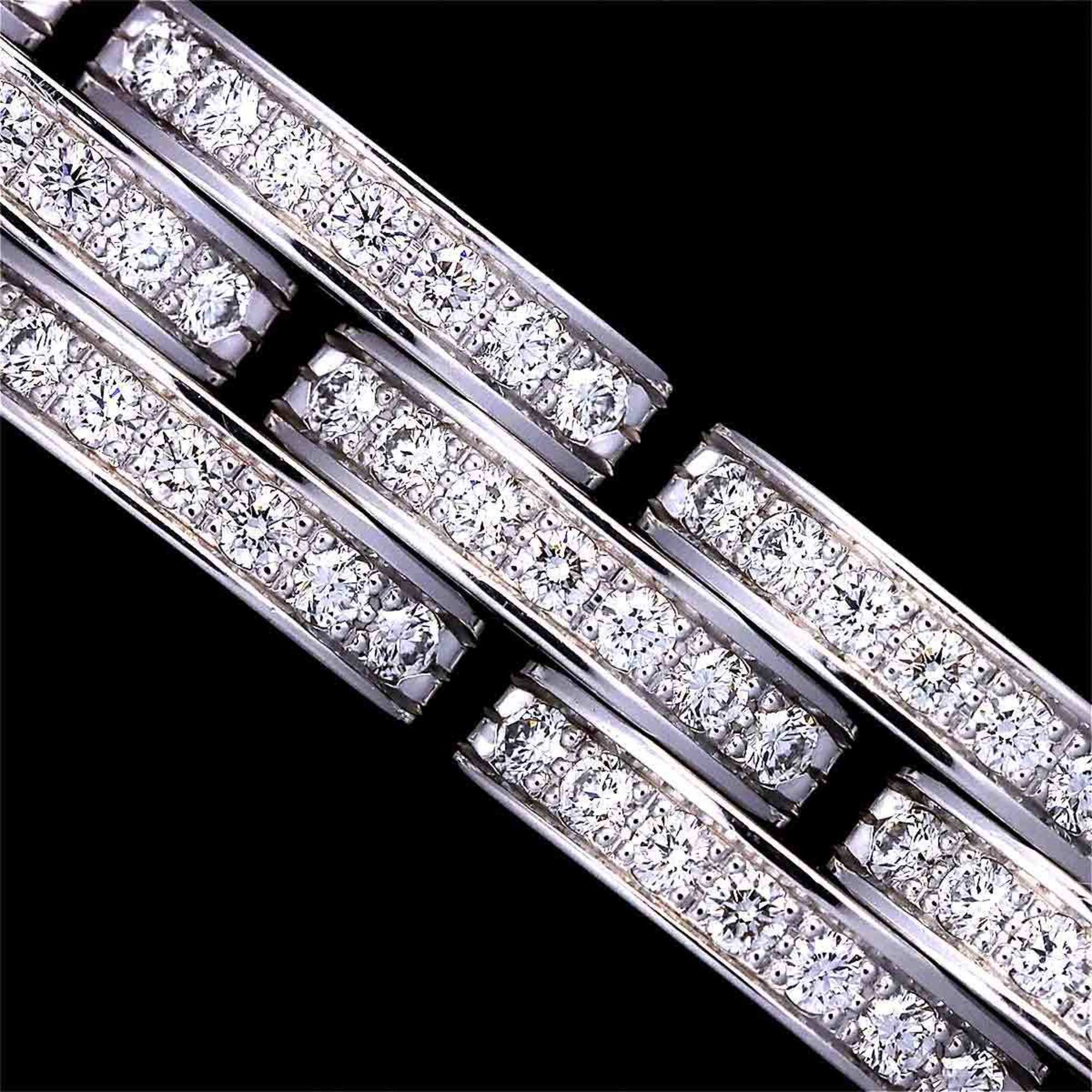 Cartier Maillon Panthere Fine 3 Row Full Diamond Bracelet 16.5cm K18 WG White Gold 750